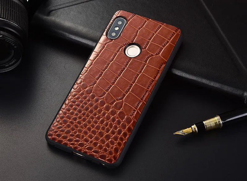 Genuine Leather Crocodile text for Xiaomi Redmi 6 pro Case Anti-Knock Shockproof Cover Full Protection |
