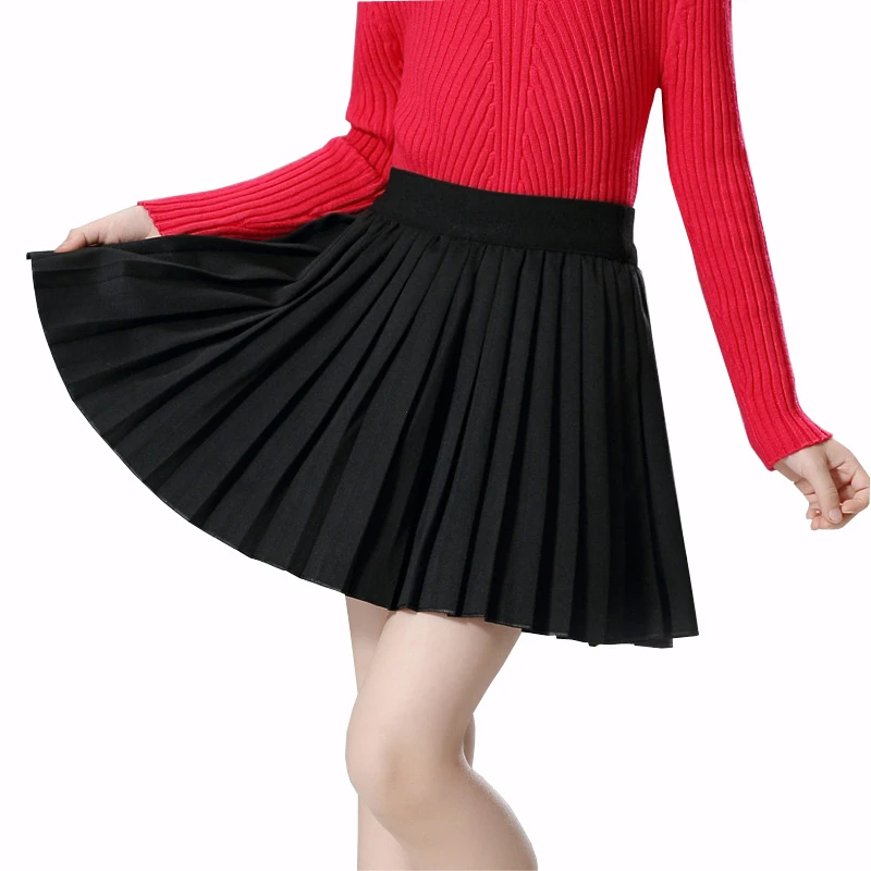 2017 Осень зима юбки для девочек школьная форма со складками и высокой талией