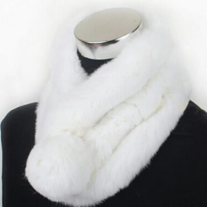 2018 шарф кролика рекс с шариком меховой Глушитель Зимний женский модный шейный