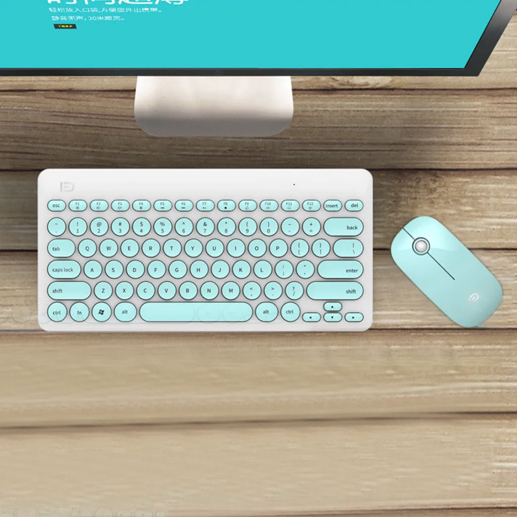 Multimedia Wireless Keyboard Mouse Combos with Fashionable Ultra Thin Whaterproof Silent Mice for Computer PC Gaming TV#g4