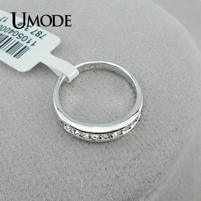 UMODE Обручальное кольцо с покрытием из белого золота и 9 драгоценными камнями высшего качества JR0001B