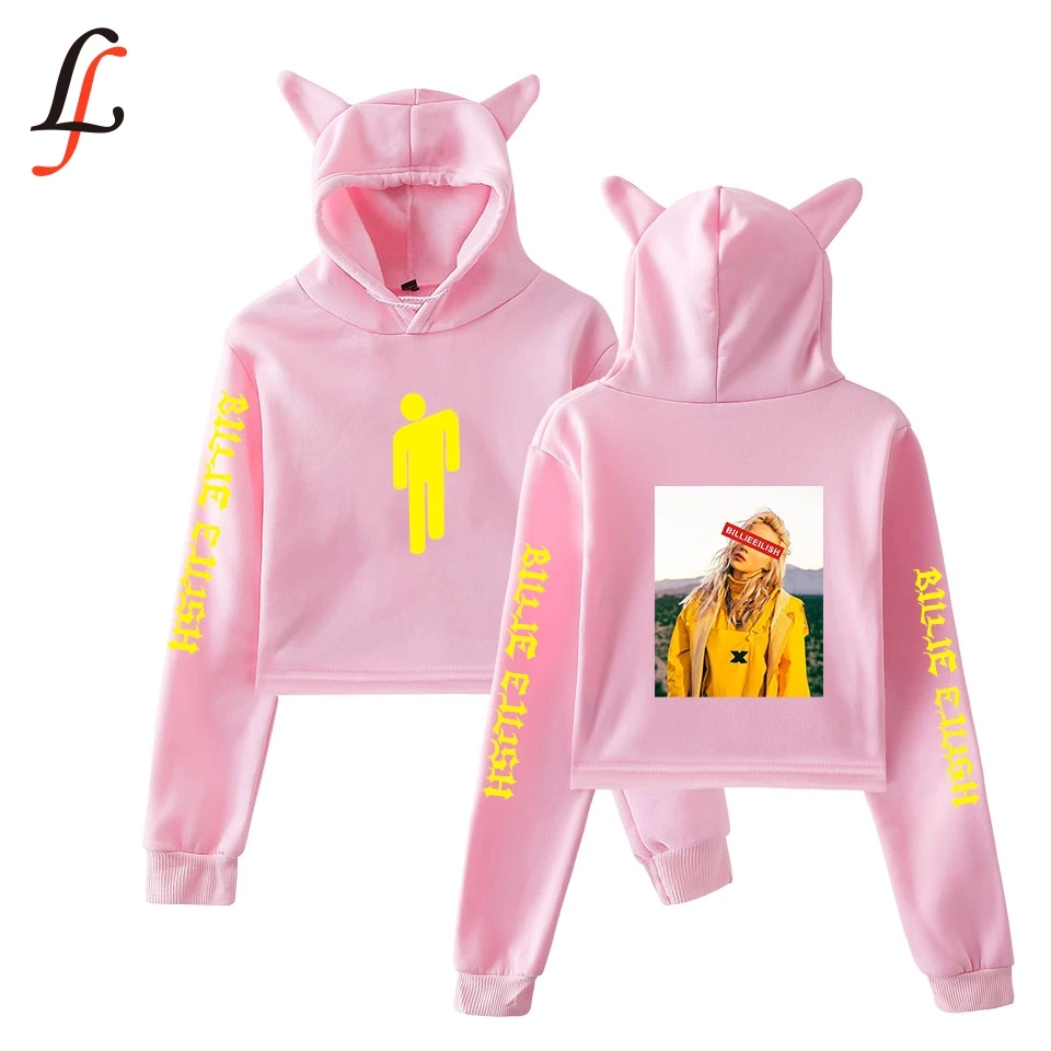 Женский свитер с кошачьими ушками Billieeilish модный короткий кошачий Топ хит