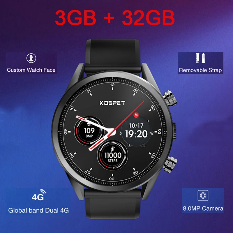 Kospet 4G смартфон с четырёхъядерным процессором MTK6739 ОЗУ 3 ГБ ПЗУ 32 8 МП|Смарт-часы| |