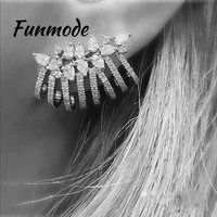 funmode trendy top new aaa cubic zirconia brincos clear stone flower stud ear cuff earrings for women fashion jewelry f004e