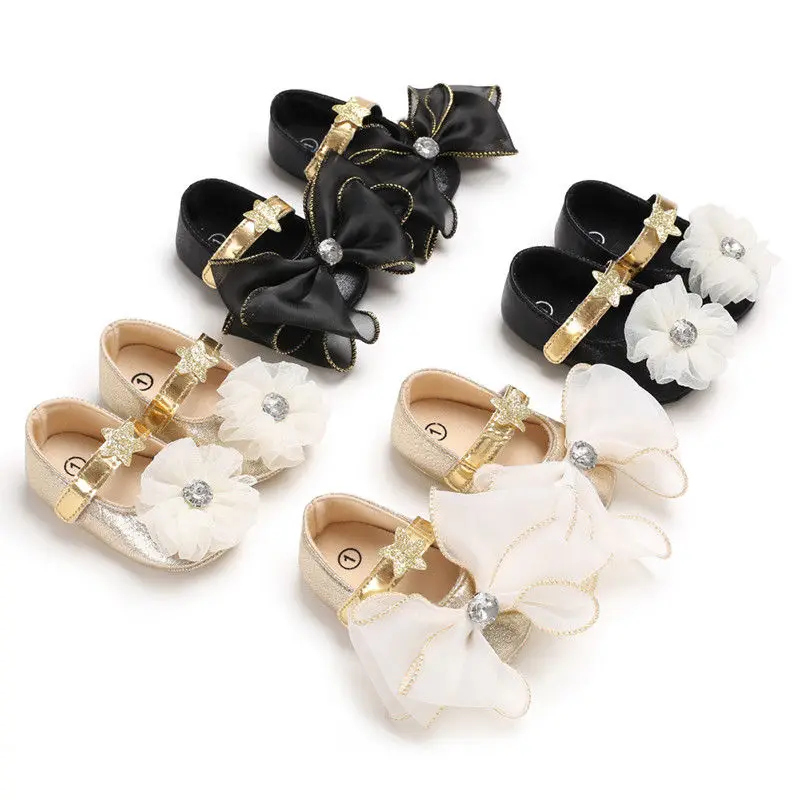 Повседневная детская обувь для новорожденных 2018 г. кожаная шифоновая с большим