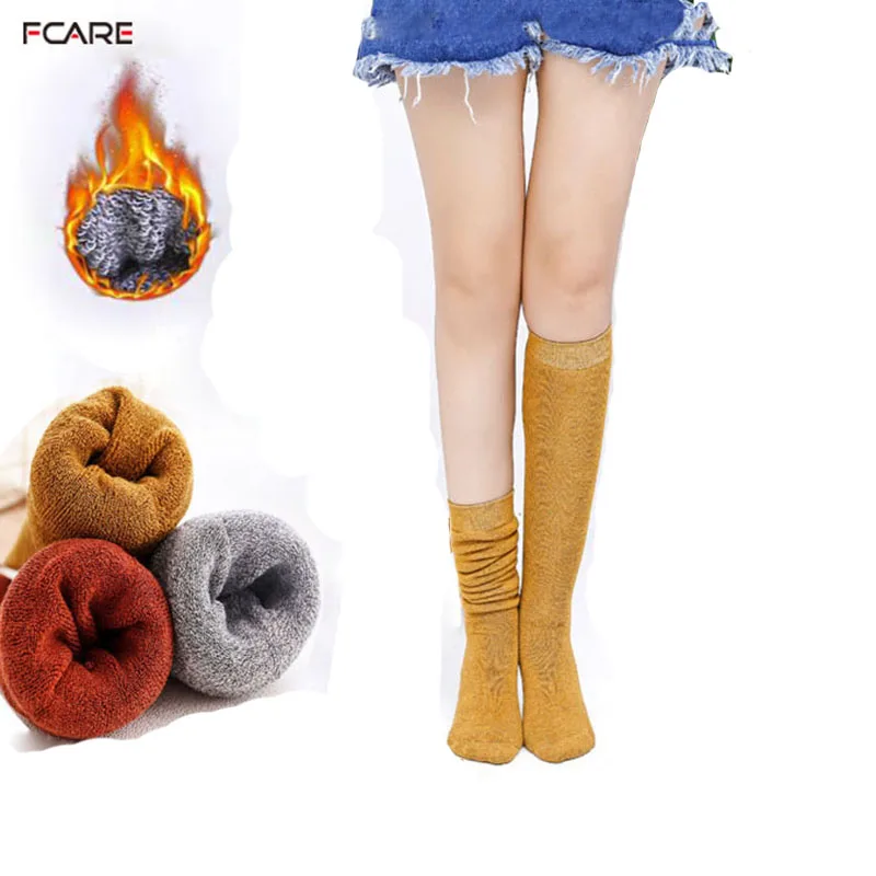

Fcare 2PCS=1 pair New Women cotton Thicken terry socks Autumn and Winter velvet warm calf socks long leg socks