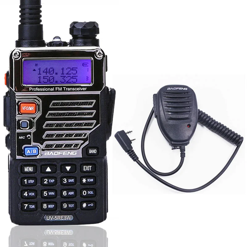 add speaker Mic Baofeng UV-5RE 8 Вт иди и болтай Walkie Talkie профессиональные CB радиостанция баофэн UV5RE трансивер VHF UHF Портативный охоты Ham радио - Цвет: add speaker Mic