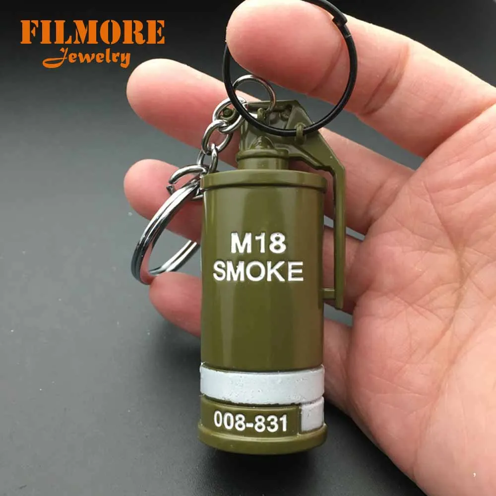 Smoke M18 Keychain SMOKE M18 Playerunknown's Battlegrounds PUBG брелок Подвеска металлический брелок держатель llaveros chaviro Porte Clef для мужчин - Цвет: Smoke M18 Keychain