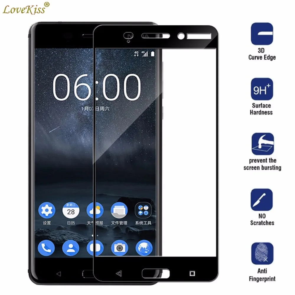 9H полное покрытие Защитная стеклянная пленка для экрана Nokia 6 Nokia6 защита чехол с