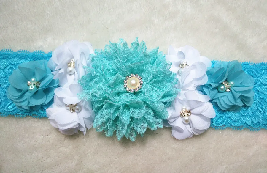 Индивидуальные Красивое голубое платье из шифона с цветами для беременных