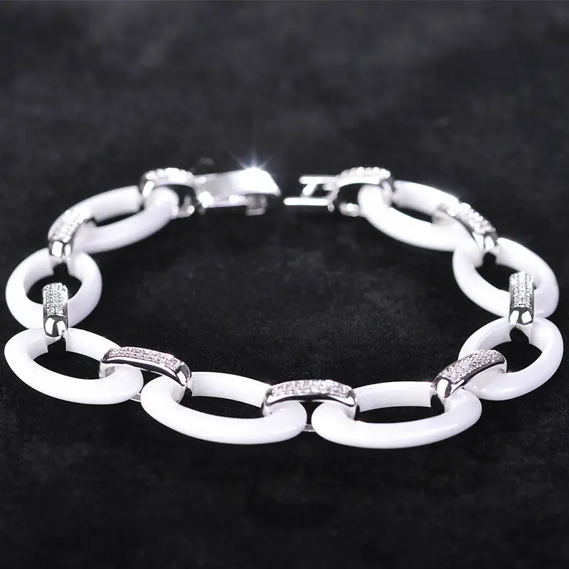 Личность Белый Кластеров Овальный Керамический Браслет Для Женщины Человек 18 К