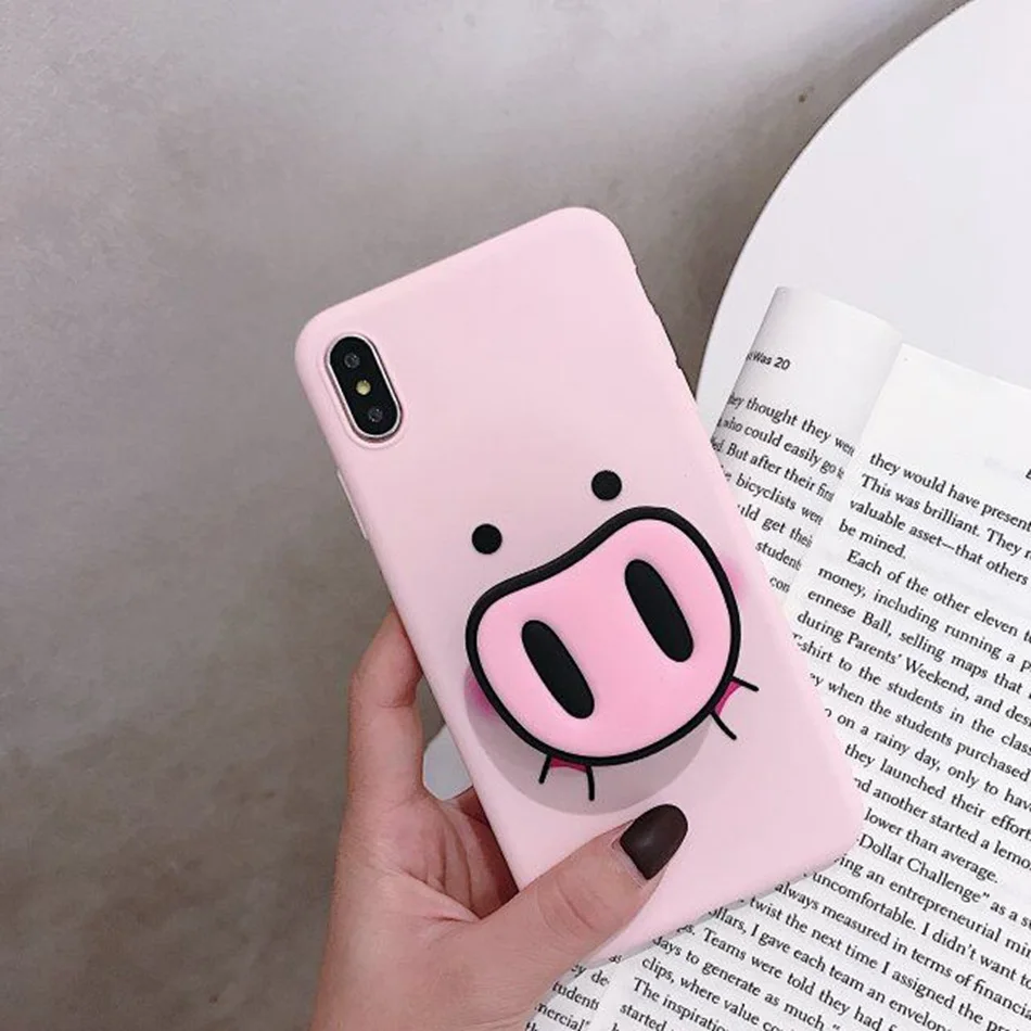 Fashion Cartoon Lovely Pig Phone Case For iPhone 7 8 6 6s Plus XS MAX XR X Cute Nose Lanyard Soft TPU Cover Coque Fonda |