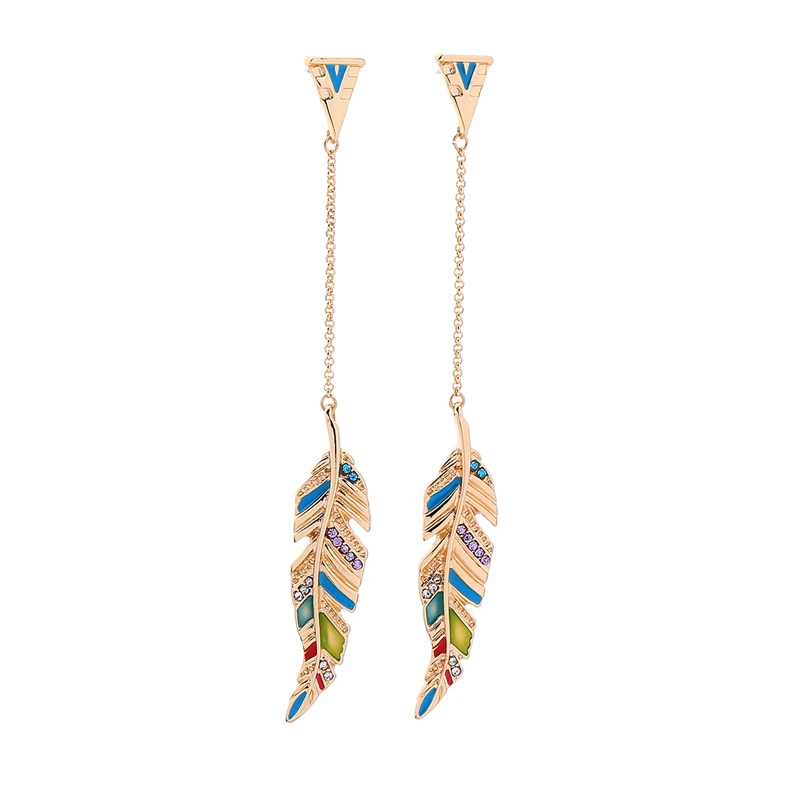 earring1 Богемное ожерелье с подвеской, эмалированные шпильки для волос в форме пера, браслеты из кристаллов для женщин, вечерние Модные Ювелирные наборы в подарок - Окраска металла: earring1