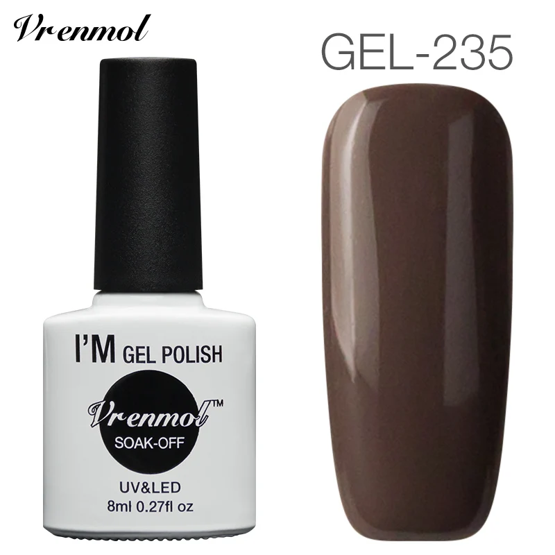 235 Vrenmol 1 шт. коричневый серии UV Гель-лак Кофе шоколад Гели для ногтей Soak Off длительный Лаки для ногтей+ Основа для ногтей DIY Дизайн ногтей - Цвет: 235