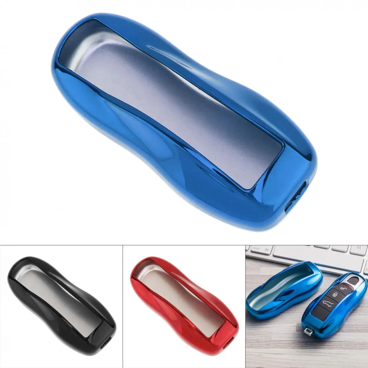 ТПУ 2 цвета чехол для ключей автомобиля с прямой пластиной защитный держатель