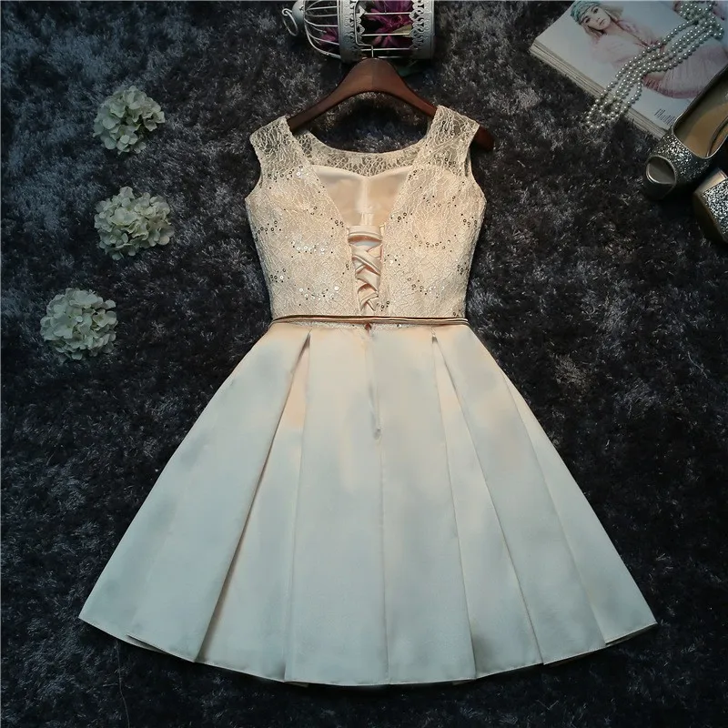 

LYG-A1#Real photos bridesmaid dress 2021 new bride married toast clothing short metal belt Lace Up prom dress girls Silver grey
