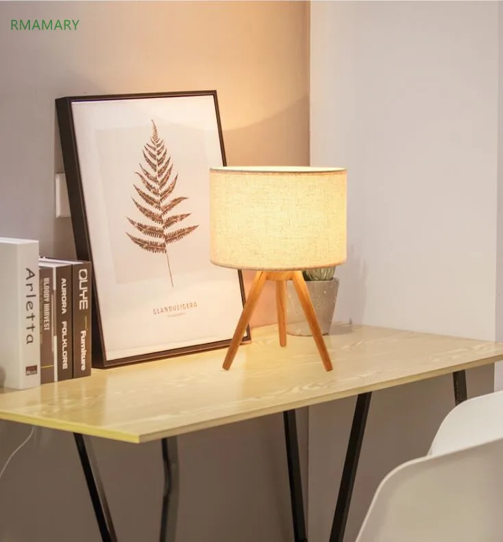 

Modern minimalist wooden bedside lamp bedroom study living room LED table lights solid wood table lamp