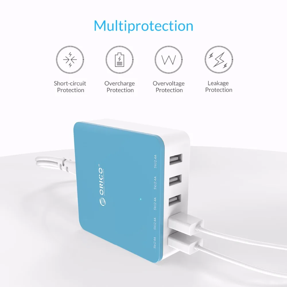 USB зарядное устройство ORICO 5 портов 40 Вт макс. выход Micro умное дорожное подходит для