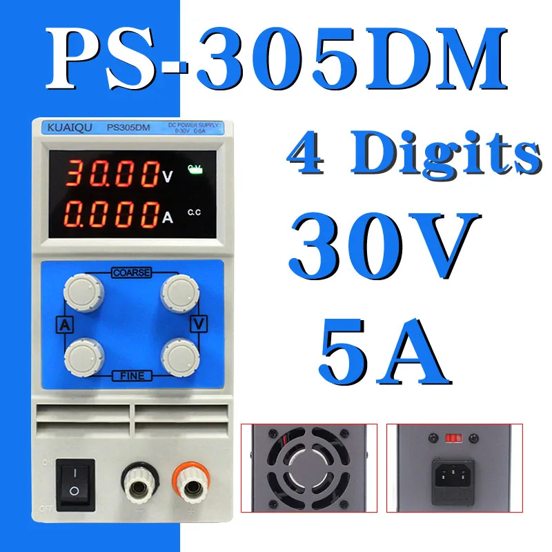 Коммутации лаборатория DC Питание 120V 60V 5A 10A Регулируемый цифровой Напряжение Регулятор Мини DC Мощность поставки скамья источник - Цвет: PS305DM(30V 5A)