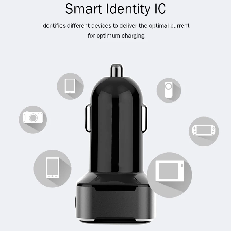 Универсальное автомобильное зарядное устройство Felkin 5V 3.1A с двумя USB светодиодами