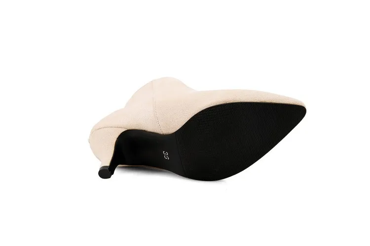 Женские ботинки из флока обувь на тонком каблуке с молнией сзади бантом со