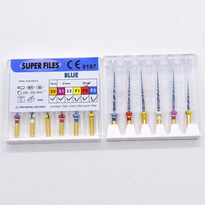 1 компл.(6 шт.) зубные Endo роторные файлы суперфайлы синий для корневого канала Файлы подготовки Двигателя использовать Niti