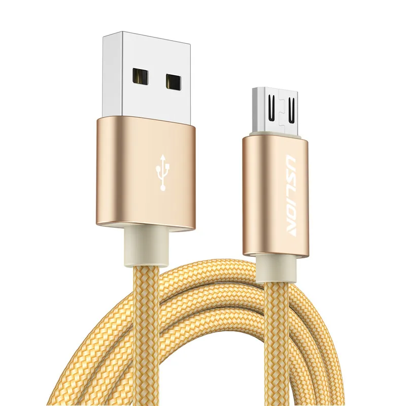 Gold USLION Micro USB кабель 2A Быстрая зарядка USB кабель для передачи данных для samsung huawei Xiaomi LG Andriod Microusb Кабели для зарядки мобильных телефонов - Цвет: Gold