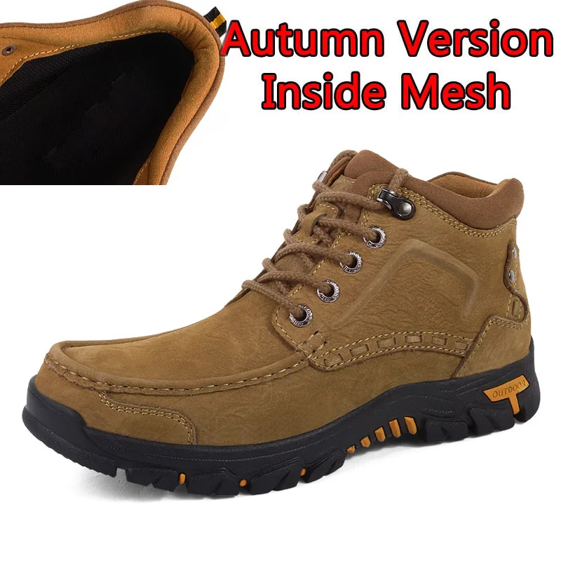 Autumn Khaki SURGUT/Новое поступление года; сезон осень-зима; Мужские Кожаные стильные модные рабочие ботинки; Зимние ботильоны Martin; большие размеры 38-47 - Цвет: Autumn Khaki
