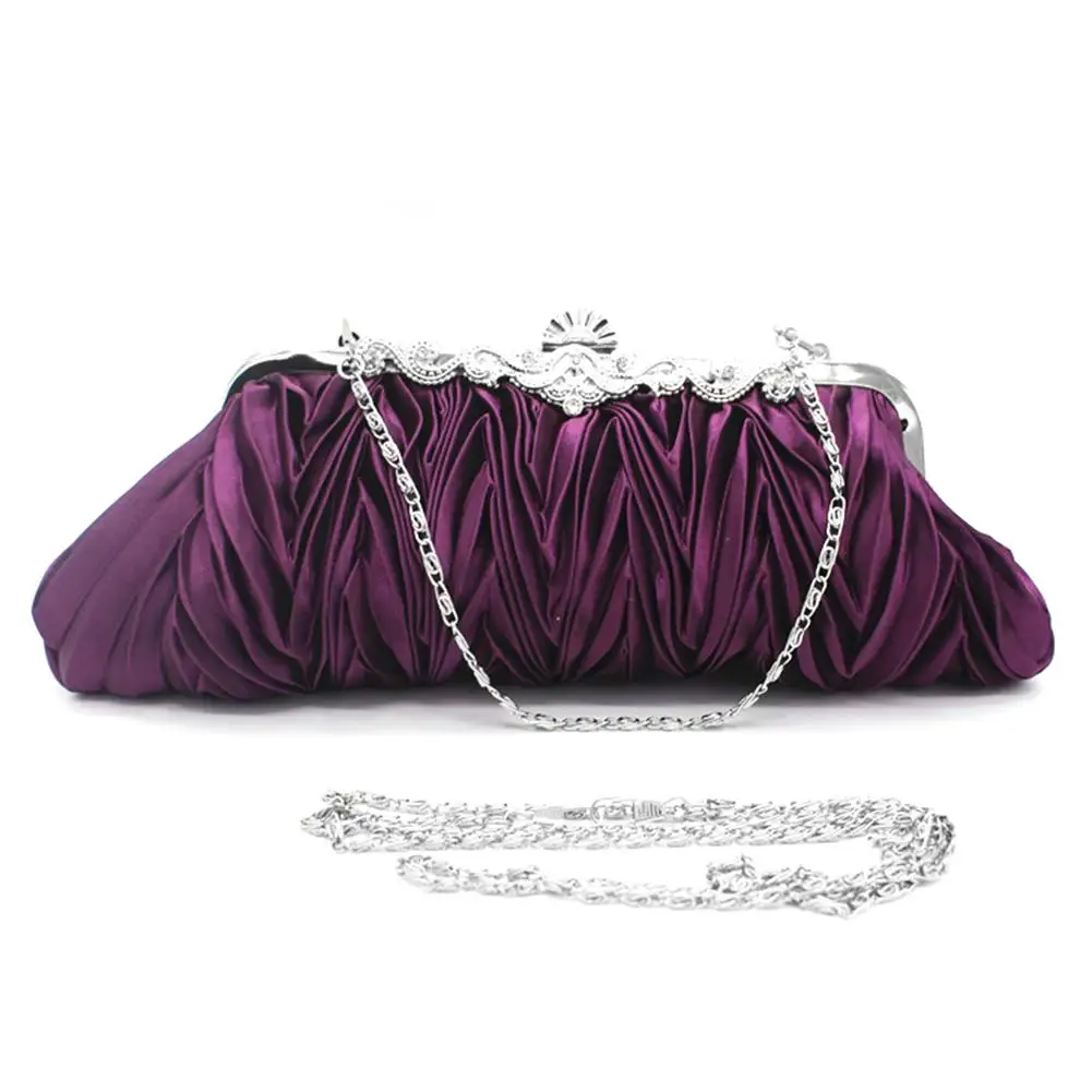 Роскошные женские плиссированные клатчи с цепочкой вечерняя сумочка невесты