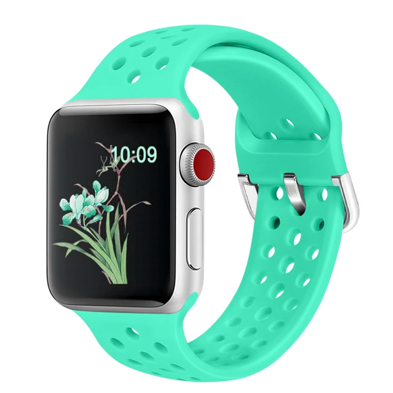 Совместимый резиновый ремешок для Apple Watch 4 5 40 мм 44 мм мягкий силиконовый спортивный дышащий ремешок для iWatch серии 5 4 3 2 1 38 мм 42 мм - Цвет ремешка: Color 17
