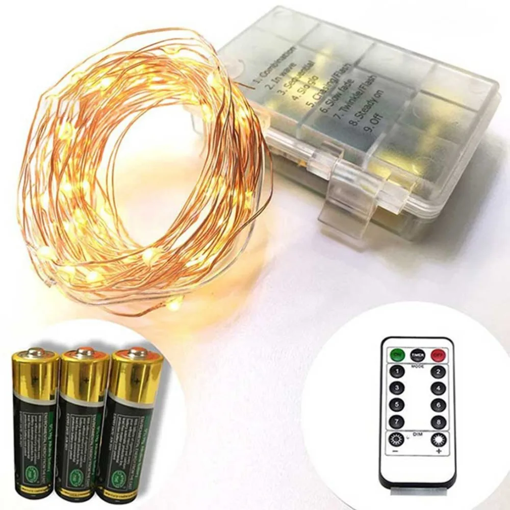 Светодиодный работает Батарея коробка Медный провод огни строки для украшения