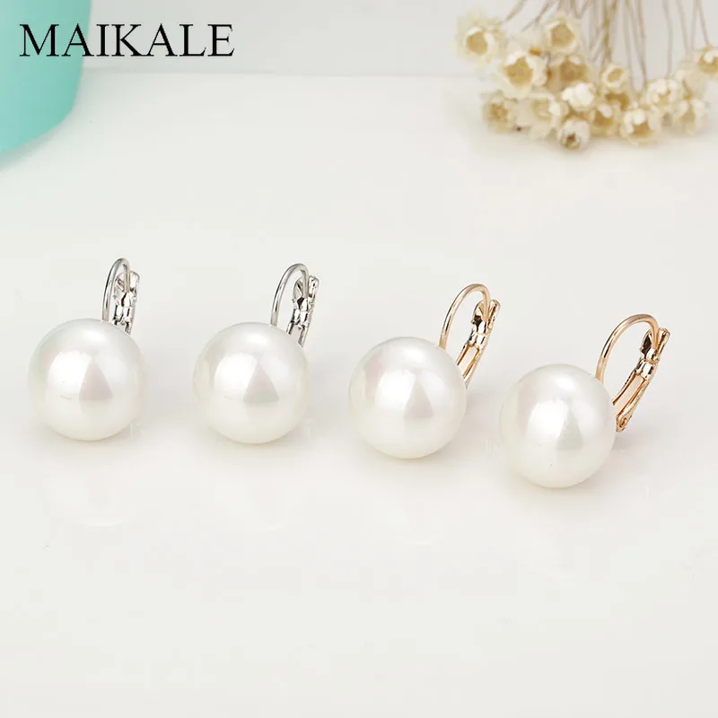 Женские овальные серьги-подвески MAIKALE, белые, красные большие серьги с жемчужиной золотистого/серебристого цвета, ювелирные изделия для подарка и вечеринки