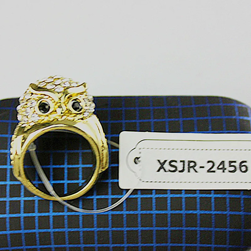 2017 винтажное огромное позолоченное кольцо с большой совой мужское со стразами в