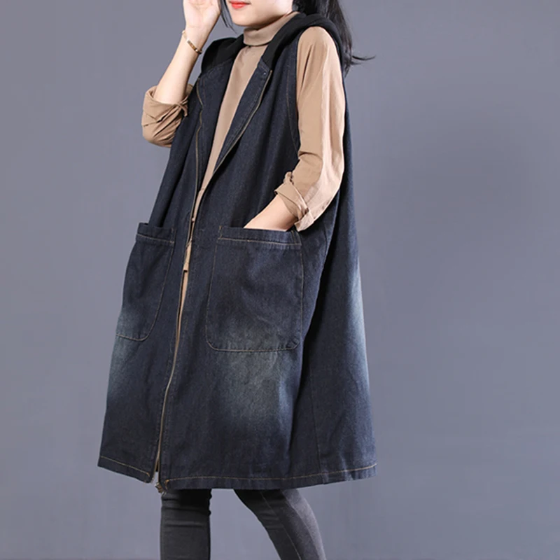 Новинка 2019 осенние джинсовые жилеты пальто в стиле пэчворк на молнии женские