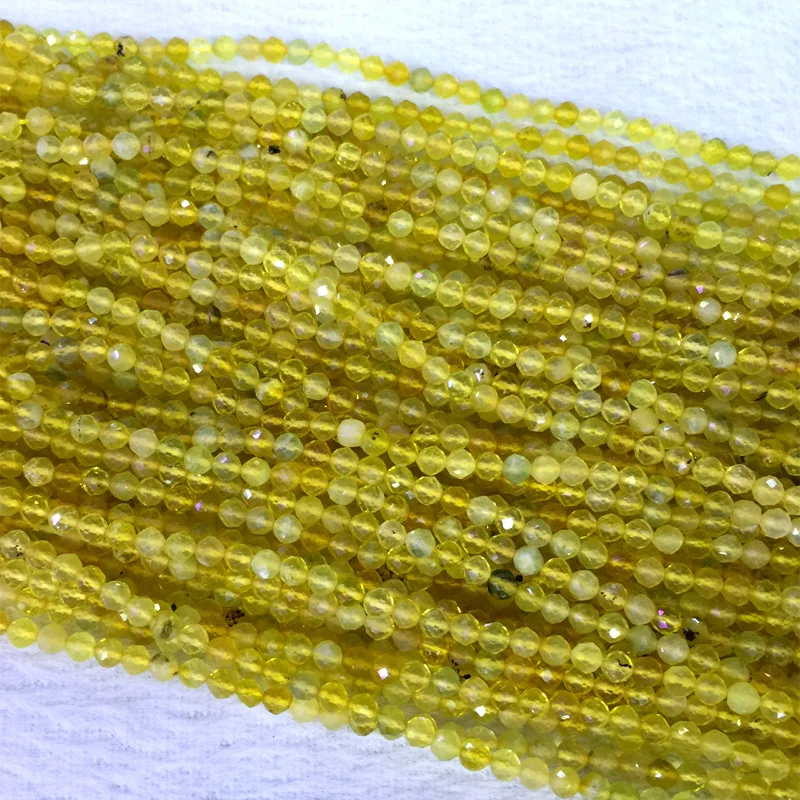 Natural Genuine Yellow Opal Faceted Small Round Loose Beads 2-4mm 15&quot 05406 | Украшения и аксессуары