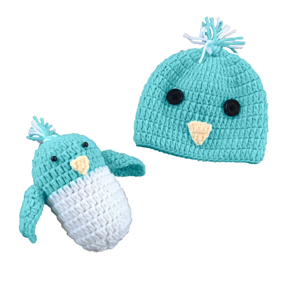 Шапочка для новорожденных от 0 до 3 месяцев ручная работа кукла птица фото