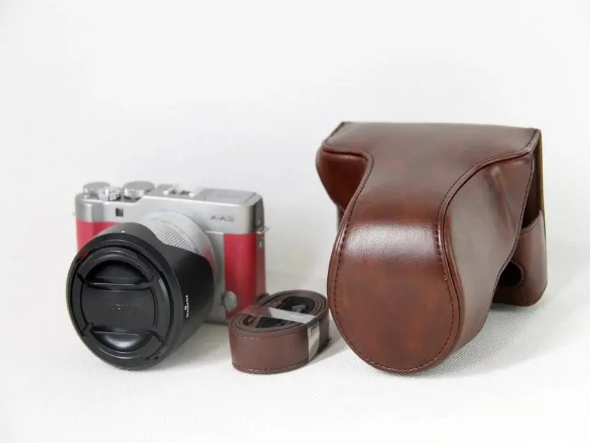 Coffe Камера из искусственной кожи чехол для Fujifilm Fuji XA3 X-A3 камера сумка с плечевым ремнем - Цвет: Coffe