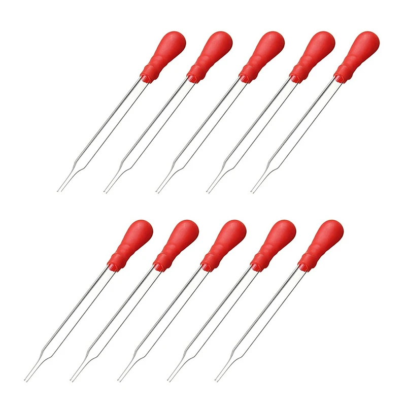 

10pcs 10ml Durable Long Glass Experiment Medical Pipette Dropper Transfer Pipette Lab Supplies With Red Rub