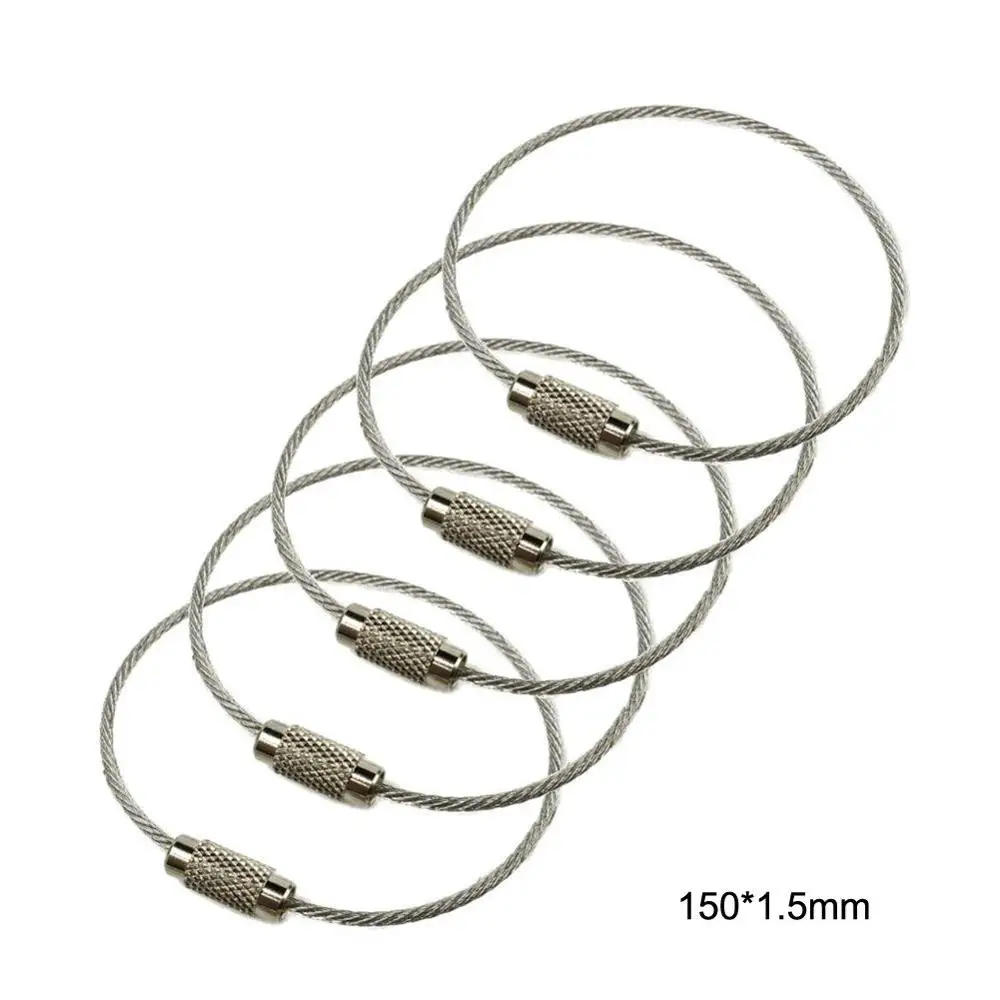 150X1.5mm 5 шт. проволока из нержавеющей стали 1,5 мм 2 мм Диаметр Открытый брелок шнур Кемпинг Пешие Прогулки многофункциональное кольцо для ключей из кабеля дорожный набор Инструменты - Цвет: 150X1.5mm