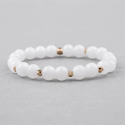 8mm Quartz Glass BOJIU Натуральный Камень Strand браслет для женщин кубический циркон белый кристалл Ag. Гематит кварцевые стеклянные бусины браслет ювелирные изделия BC278 - Окраска металла: 8mm Quartz Glass