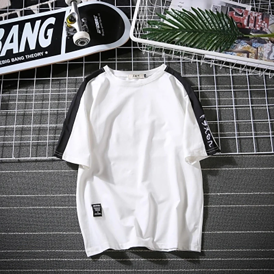 Однотонная белая полосатая Мужская футболка черная простая с круглым вырезом