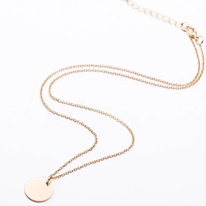 Простая маленькая круглая металлическая медаль золотое ожерелье чокер для