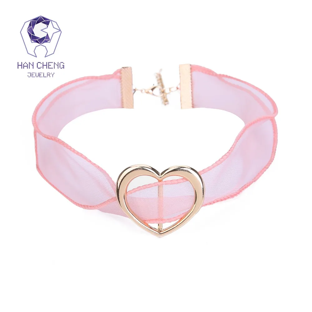 Новинка Модное Длинное металлическое ожерелье чокер HanCheng из муслиновой ленты