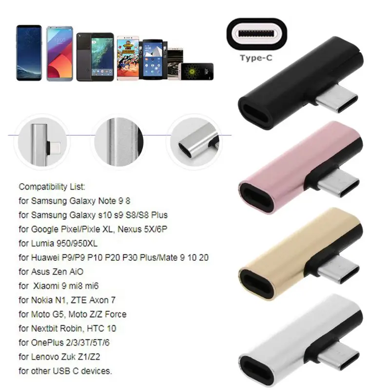 90 градусов 8pin для Lightning+ Micro USB мама к type C Мужской зарядный конвертер соединитель Адаптер для samsung Note 9/8 S9 S8