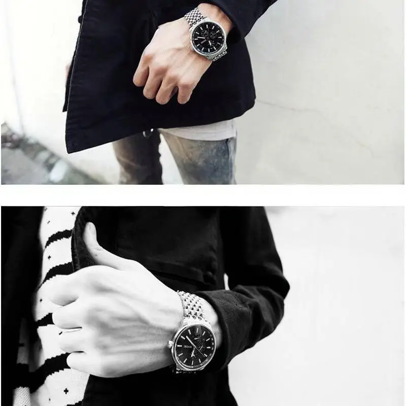 Часы Relogios Masculino модные кварцевые часы мужские спортивные военные со стальным