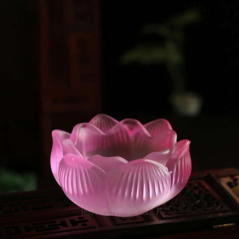 Цветная прозрачная стеклянная основа для лампы Ghee буддийский религиозный корпус