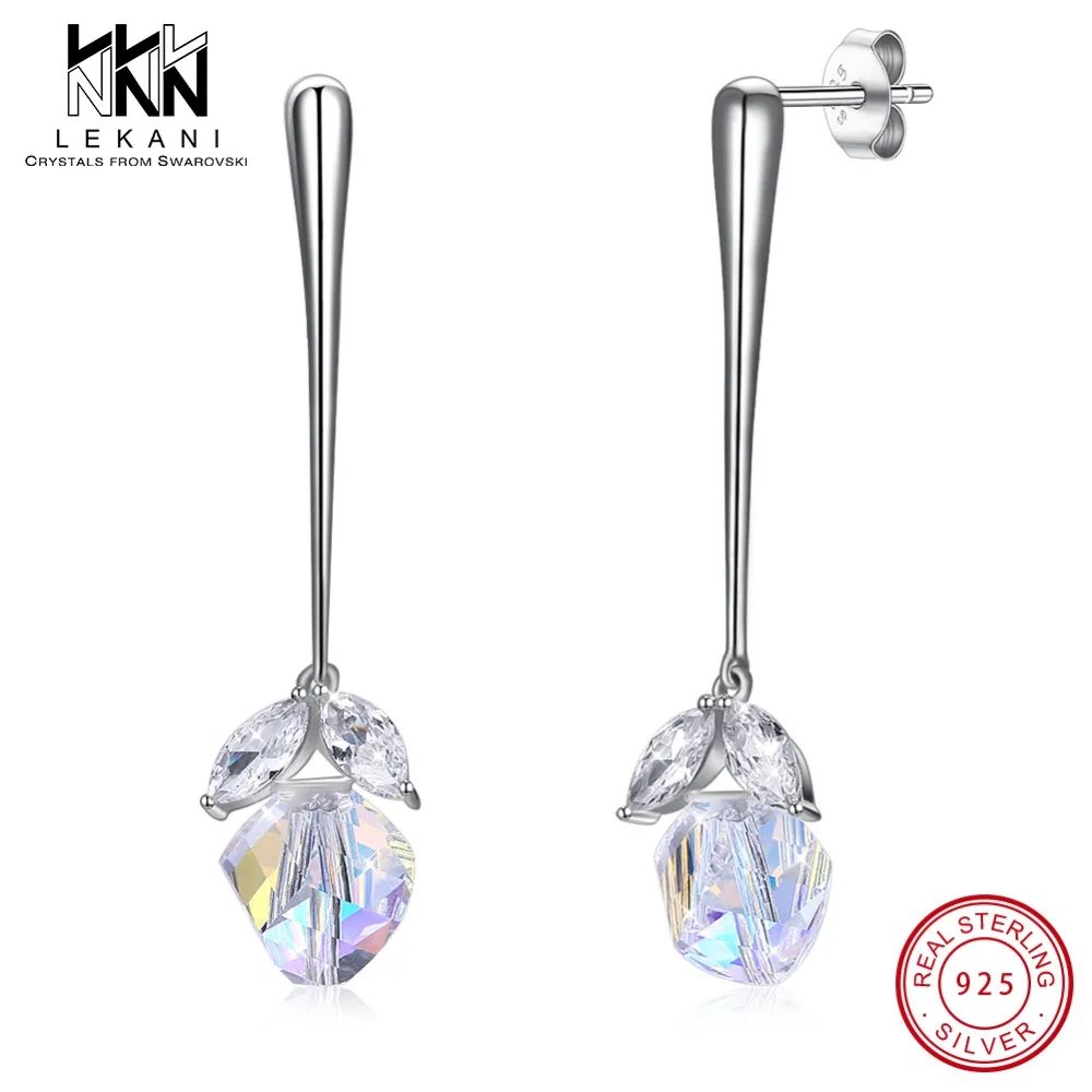 Новые асимметричные ювелирные изделия из кристаллов Swarovski, висячие серьги для женщин, настоящее Серебро S925 пробы, свадебные подарки