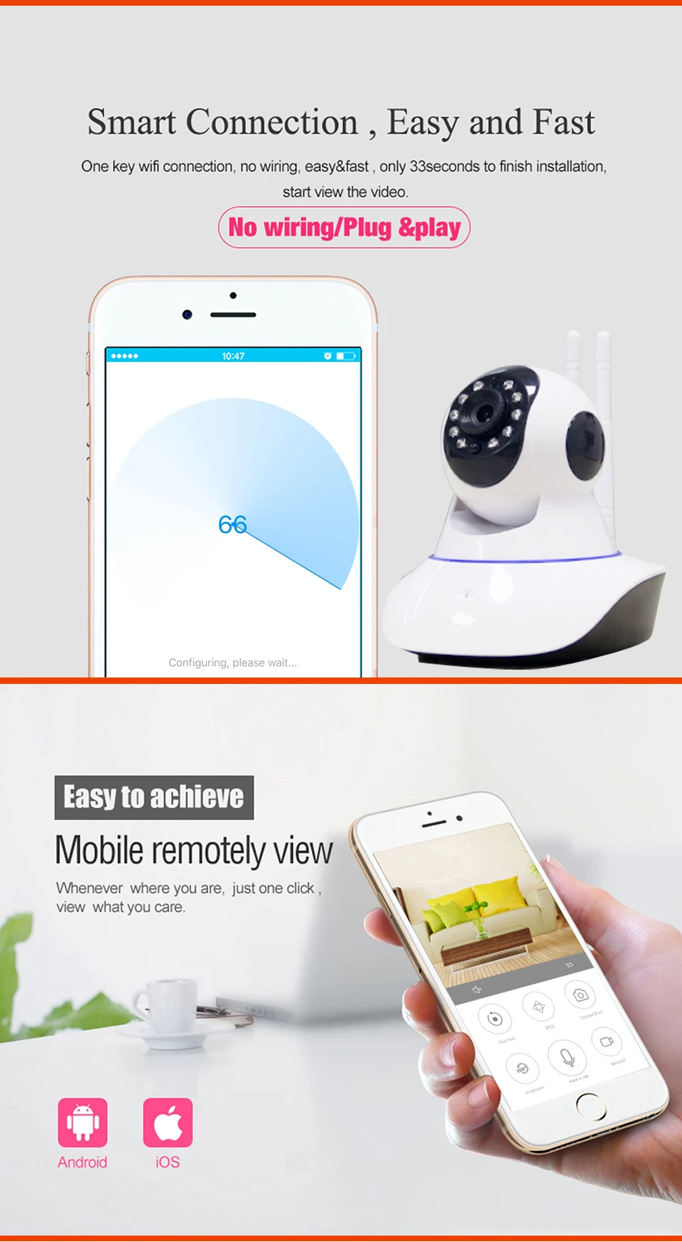ZILNK 720P Беспроводная ip-камера Wi-Fi Умный дом безопасности HD 2 пути аудио ночного видения детский монитор Поддержка TF карта Onvif белый