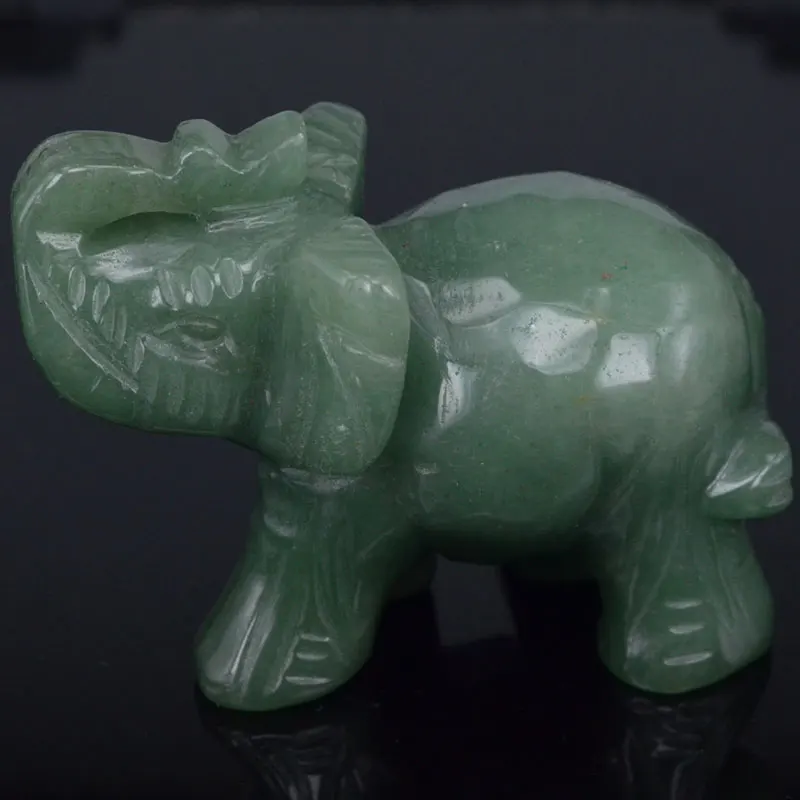 3 дюйма натуральный зеленый авантюрин Кристалл Слон резная Статуэтка Камень