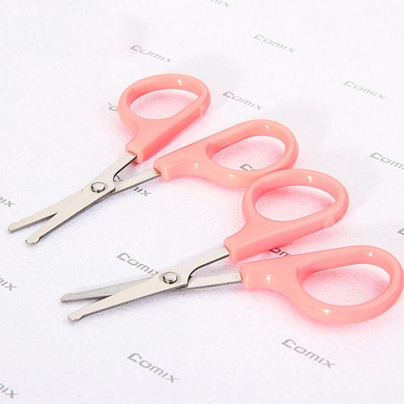 Cute Eyebrow Scissors Trimmer Eyelash Shears Safe Round Tip Handle Pink Stationery Cut for Children 1pcs | Красота и здоровье